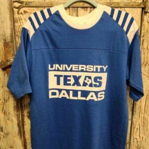 University of Texas Dallas Jostens Artex 70s 80s Vintage Blue and White T-Shirt